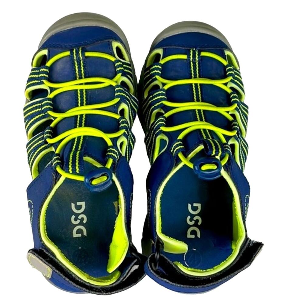 DSG Youth Caged Sandal 12 Youth Navy Blue /Yellow Adjustable Ankle Strap & Top